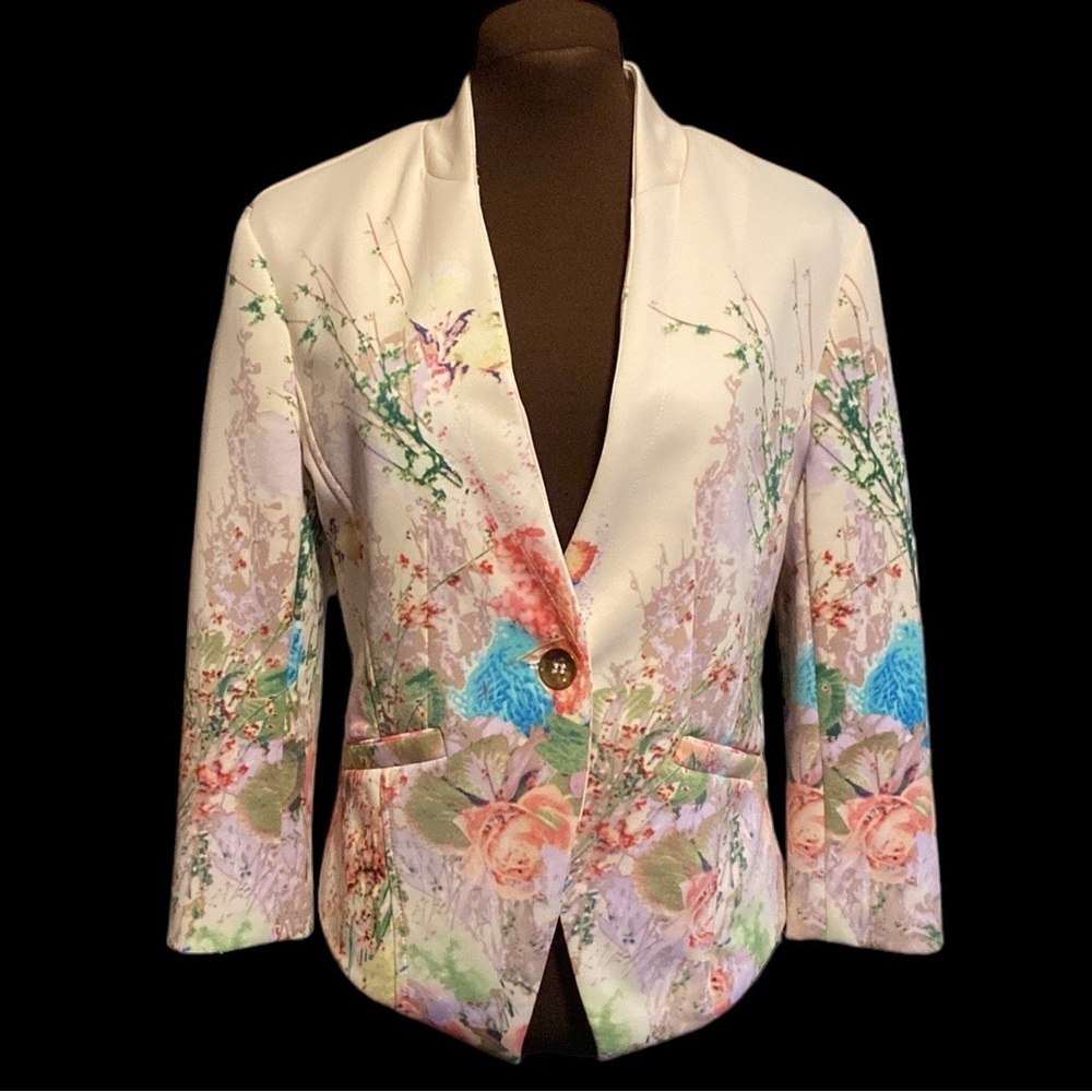 Floral Pastel One-Button Women’s Blazer
